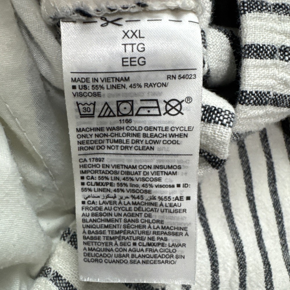 Linen Viscose Pants XXL Women's Black White Stripe Cropped Old Navy Drawstring - Picture 5 of 10